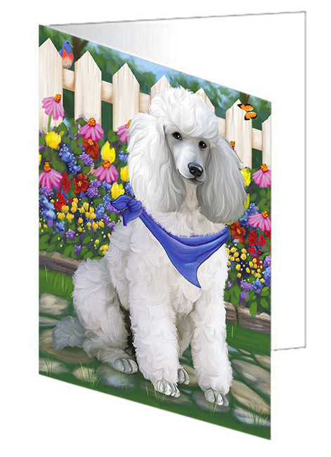 Spring Floral Poodle Dog Handmade Artwork Assorted Pets Greeting Cards and Note Cards with Envelopes for All Occasions and Holiday Seasons GCD54662