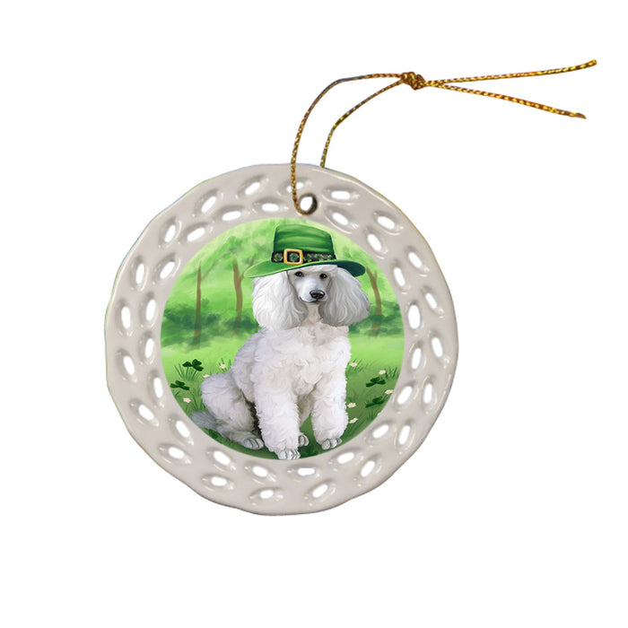 St. Patricks Day Irish Portrait Poodle Dog Ceramic Doily Ornament DPOR49353