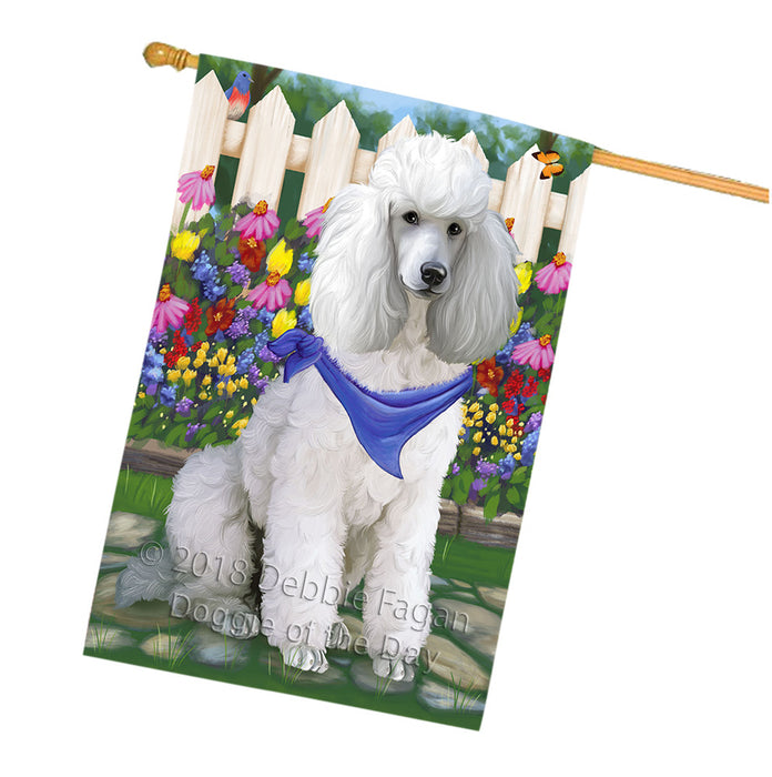 Spring Floral Poodle Dog House Flag FLG50228
