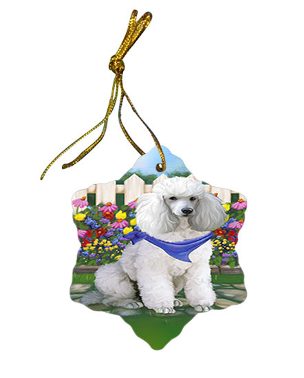 Spring Floral Poodle Dog Star Porcelain Ornament SPOR50197
