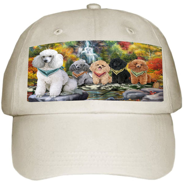 Scenic Waterfall Poodles Dog Ball Hat Cap HAT52263