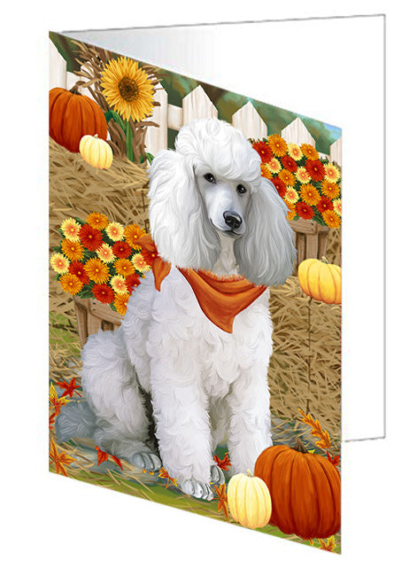 Fall Autumn Greeting Pomeranian Dog with Pumpkins Handmade Artwork Assorted Pets Greeting Cards and Note Cards with Envelopes for All Occasions and Holiday Seasons GCD56522
