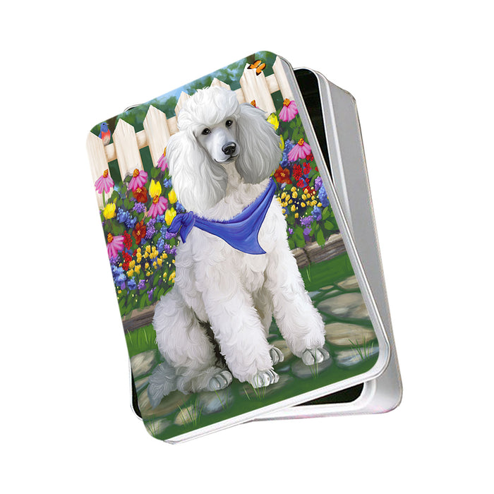 Spring Floral Poodle Dog Photo Storage Tin PITN50205