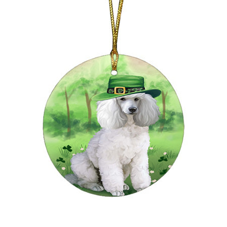 St. Patricks Day Irish Portrait Poodle Dog Round Flat Christmas Ornament RFPOR49344