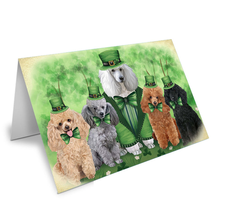 St. Patricks Day Irish Family Portrait Poodles Dog Handmade Artwork Assorted Pets Greeting Cards and Note Cards with Envelopes for All Occasions and Holiday Seasons GCD52091