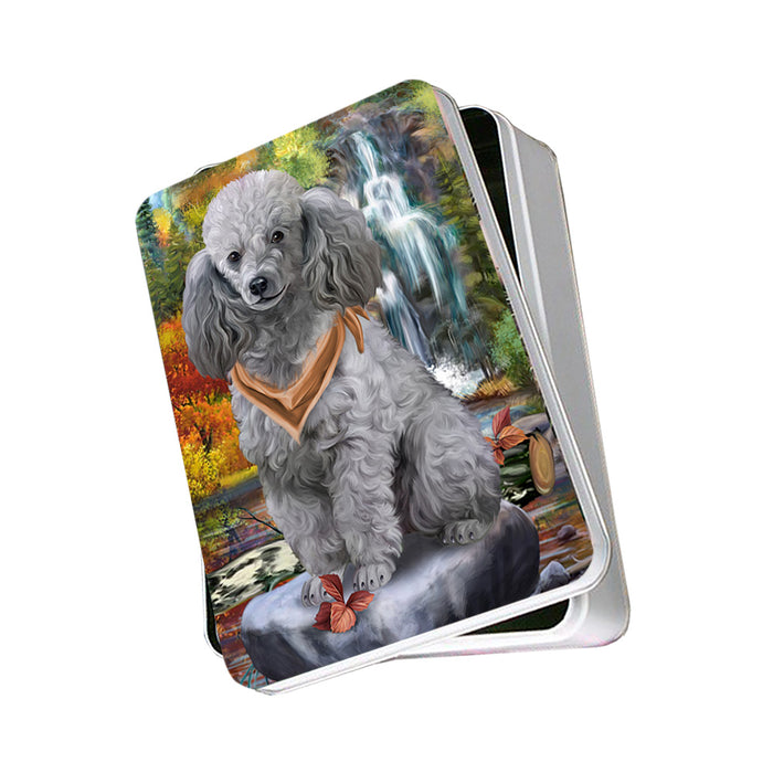 Scenic Waterfall Poodle Dog Photo Storage Tin PITN49511