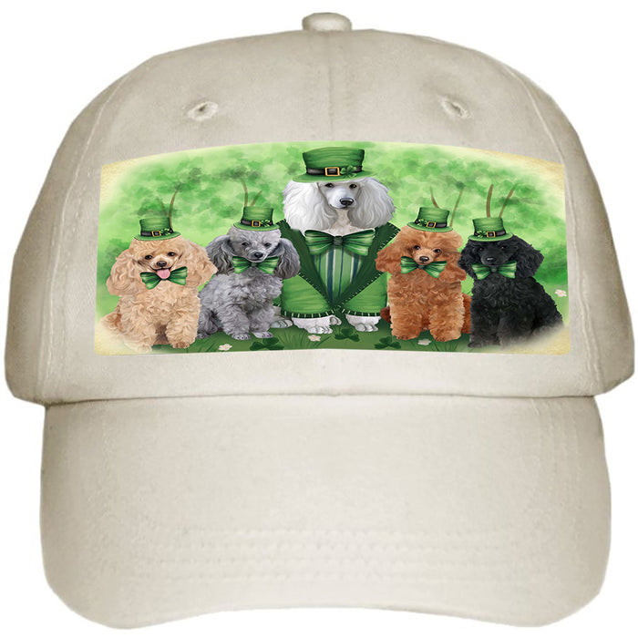 St. Patricks Day Irish Family Portrait Poodles Dog Ball Hat Cap HAT51795