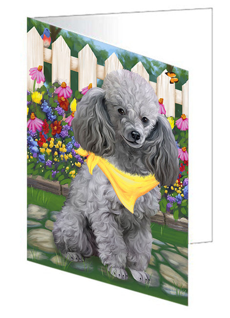 Spring Floral Poodle Dog Handmade Artwork Assorted Pets Greeting Cards and Note Cards with Envelopes for All Occasions and Holiday Seasons GCD54665