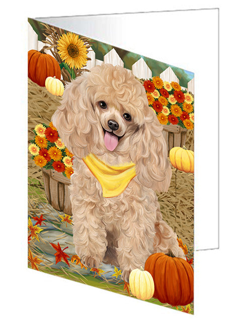 Fall Autumn Greeting Pomeranian Dog with Pumpkins Handmade Artwork Assorted Pets Greeting Cards and Note Cards with Envelopes for All Occasions and Holiday Seasons GCD56525