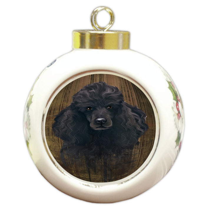 Rustic Poodle Dog Round Ball Christmas Ornament RBPOR50583