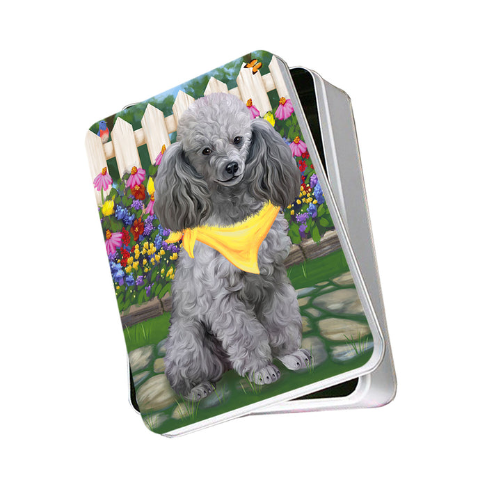 Spring Floral Poodle Dog Photo Storage Tin PITN50206