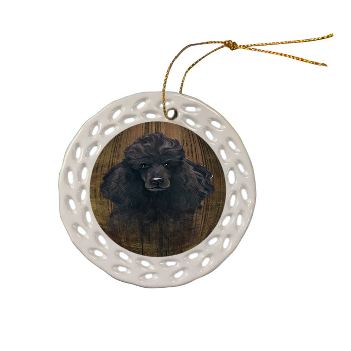 Rustic Poodle Dog Ceramic Doily Ornament DPOR50583