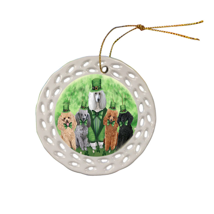 St. Patricks Day Irish Family Portrait Poodles Dog Ceramic Doily Ornament DPOR49354