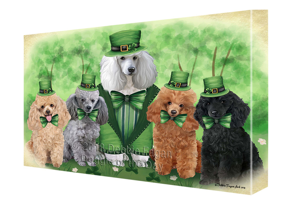 St. Patricks Day Irish Family Portrait Poodles Dog Canvas Wall Art CVS59079