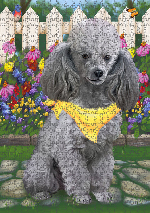 Spring Floral Poodle Dog Puzzle with Photo Tin PUZL54498