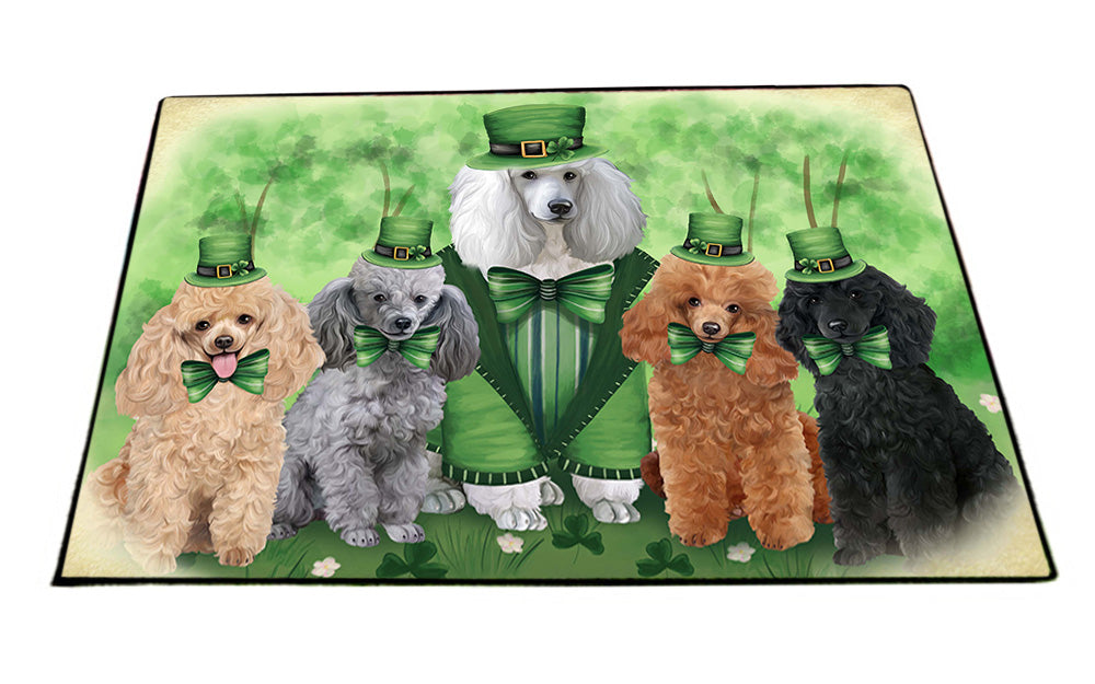 St. Patricks Day Irish Family Portrait Poodles Dog Floormat FLMS49740