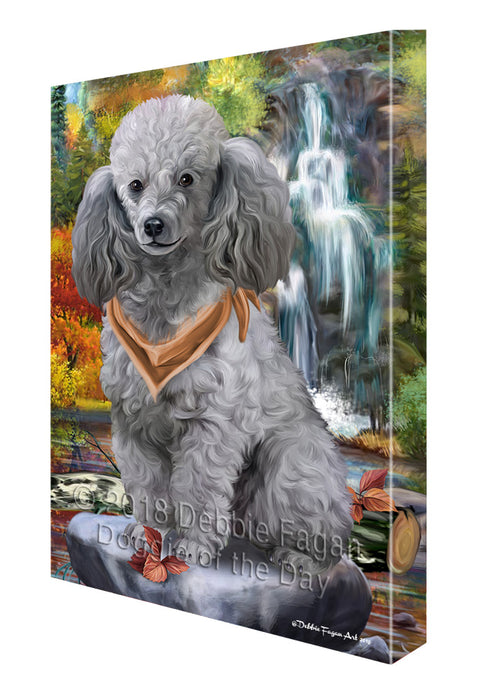 Scenic Waterfall Poodle Dog Canvas Wall Art CVS60906