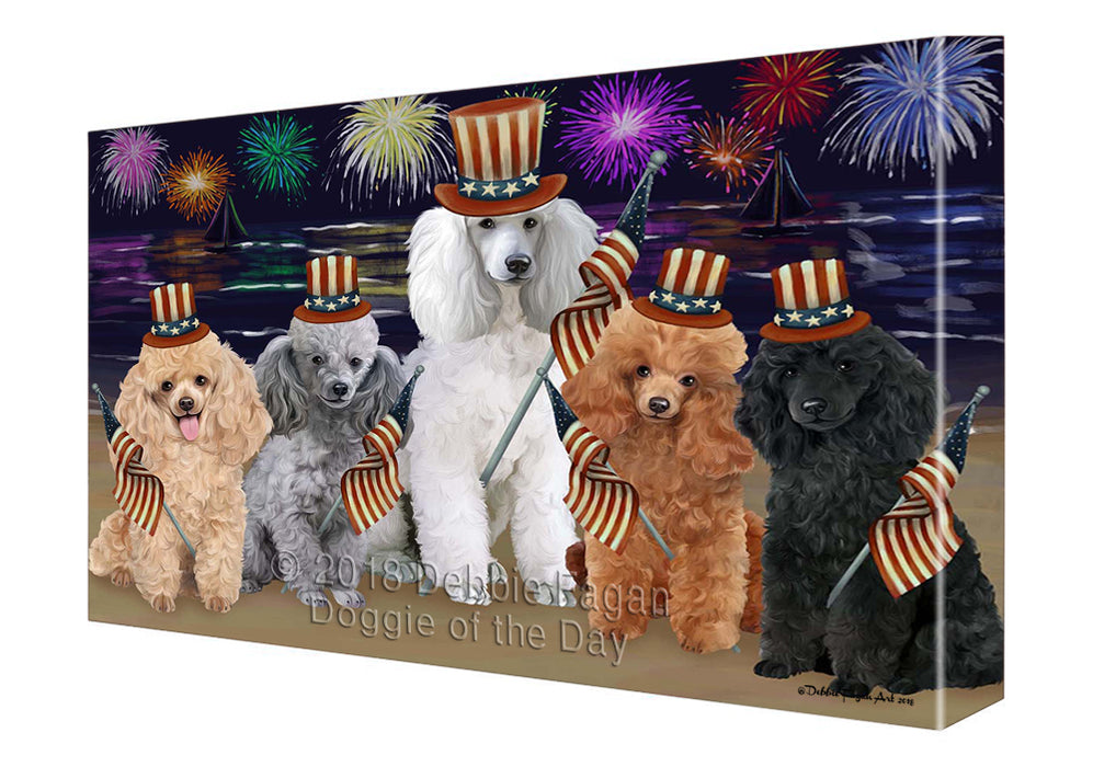 4th of July Independence Day Firework Poodles Dog Canvas Wall Art CVS56361