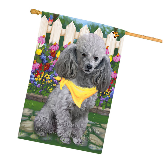 Spring Floral Poodle Dog House Flag FLG50229