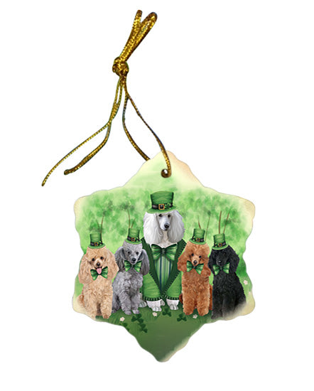 St. Patricks Day Irish Family Portrait Poodles Dog Star Porcelain Ornament SPOR49346