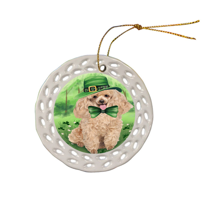 St. Patricks Day Irish Portrait Poodle Dog Ceramic Doily Ornament DPOR49355