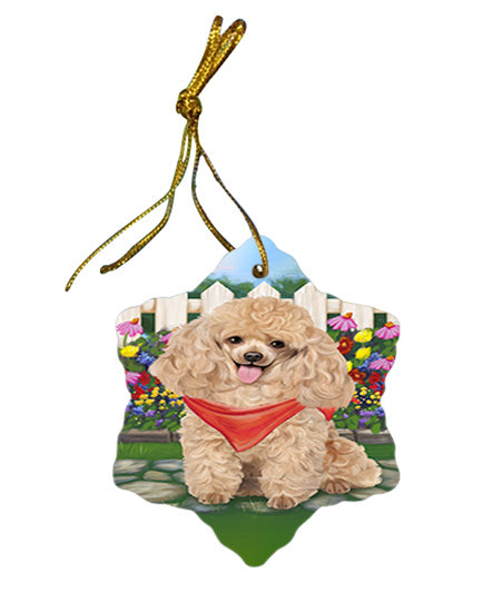 Spring Floral Poodle Dog Star Porcelain Ornament SPOR50199