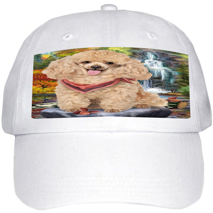 Scenic Waterfall Poodle Dog Ball Hat Cap HAT52269