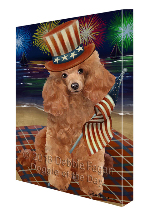 4th of July Independence Day Firework Poodle Dog Canvas Wall Art CVS56370