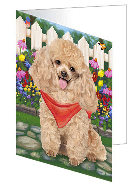 Spring Floral Poodle Dog Handmade Artwork Assorted Pets Greeting Cards and Note Cards with Envelopes for All Occasions and Holiday Seasons GCD54668