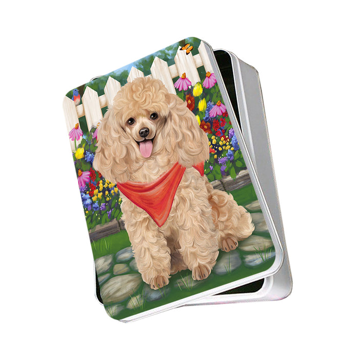 Spring Floral Poodle Dog Photo Storage Tin PITN50207