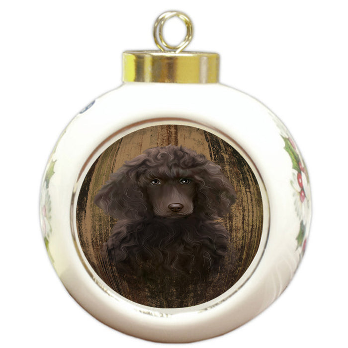 Rustic Poodle Dog Round Ball Christmas Ornament RBPOR50584