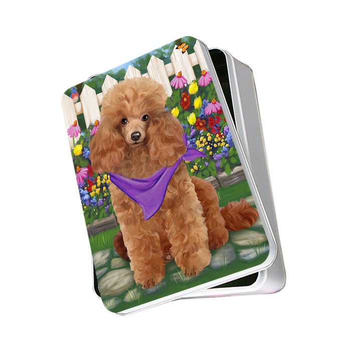 Spring Floral Poodle Dog Photo Storage Tin PITN50208