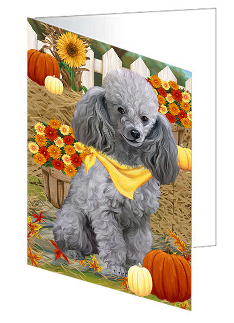 Fall Autumn Greeting Pomeranian Dog with Pumpkins Handmade Artwork Assorted Pets Greeting Cards and Note Cards with Envelopes for All Occasions and Holiday Seasons GCD56531