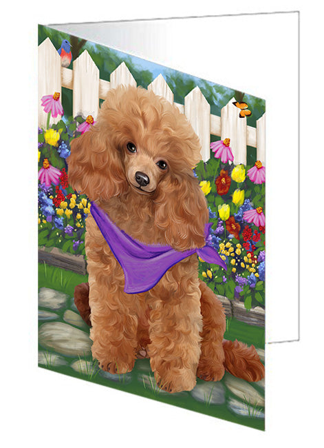 Spring Floral Poodle Dog Handmade Artwork Assorted Pets Greeting Cards and Note Cards with Envelopes for All Occasions and Holiday Seasons GCD54671