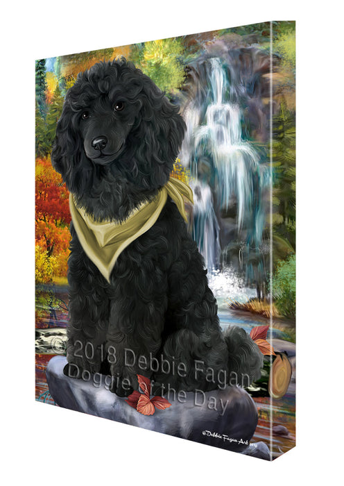 Scenic Waterfall Poodle Dog Canvas Wall Art CVS60924