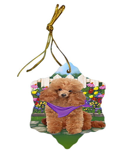 Spring Floral Poodle Dog Star Porcelain Ornament SPOR50200