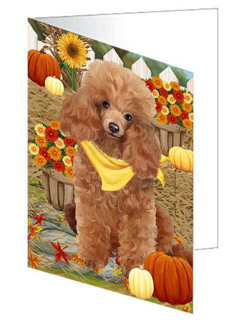 Fall Autumn Greeting Pomeranian Dog with Pumpkins Handmade Artwork Assorted Pets Greeting Cards and Note Cards with Envelopes for All Occasions and Holiday Seasons GCD56534