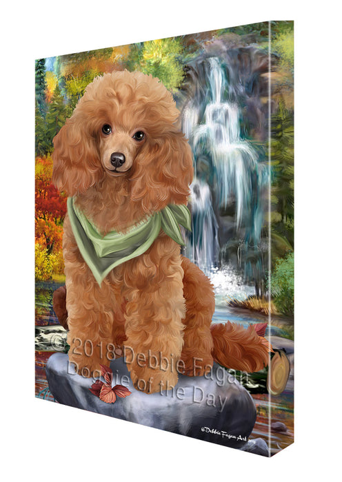 Scenic Waterfall Poodle Dog Canvas Wall Art CVS60933