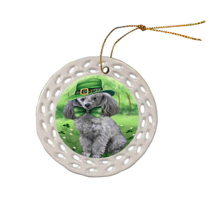 St. Patricks Day Irish Portrait Poodle Dog Ceramic Doily Ornament DPOR49357