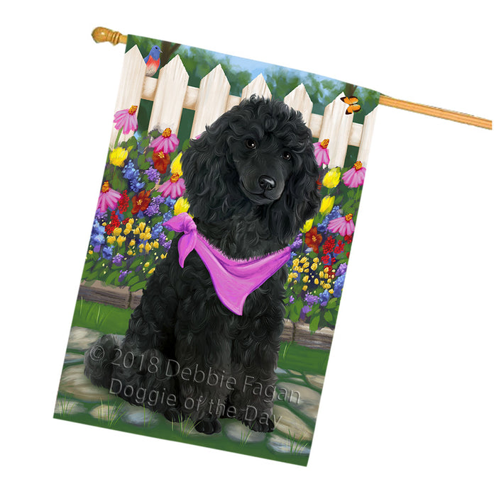 Spring Floral Poodle Dog House Flag FLG50232