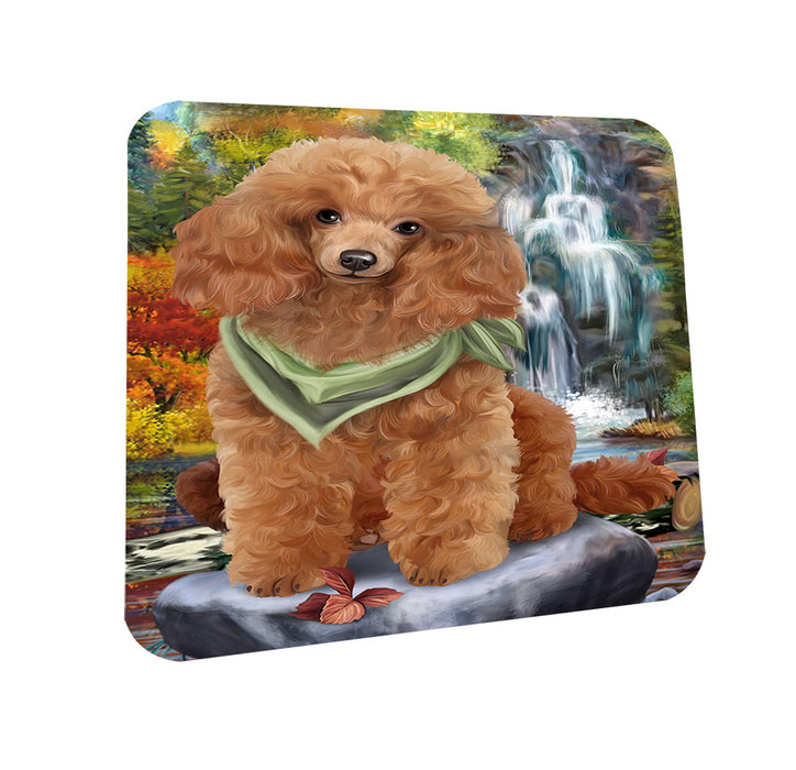 Scenic Waterfall Poodle Dog Coasters Set of 4 CST49439