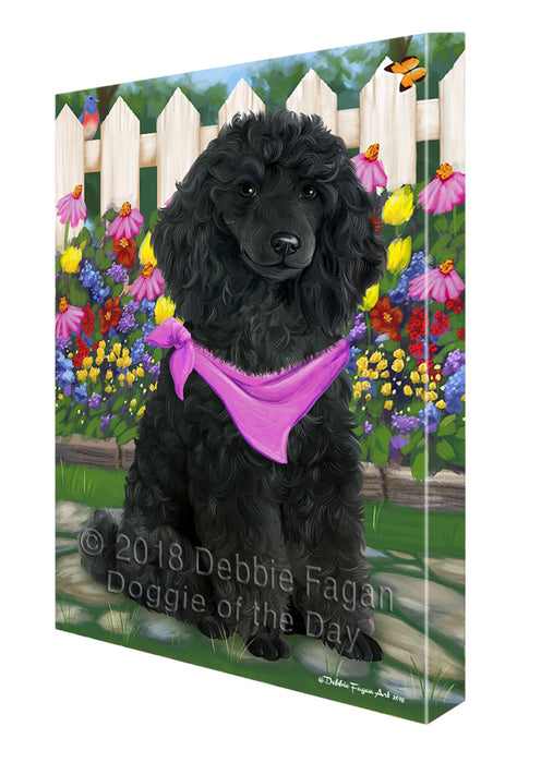 Spring Floral Poodle Dog Canvas Wall Art CVS68155