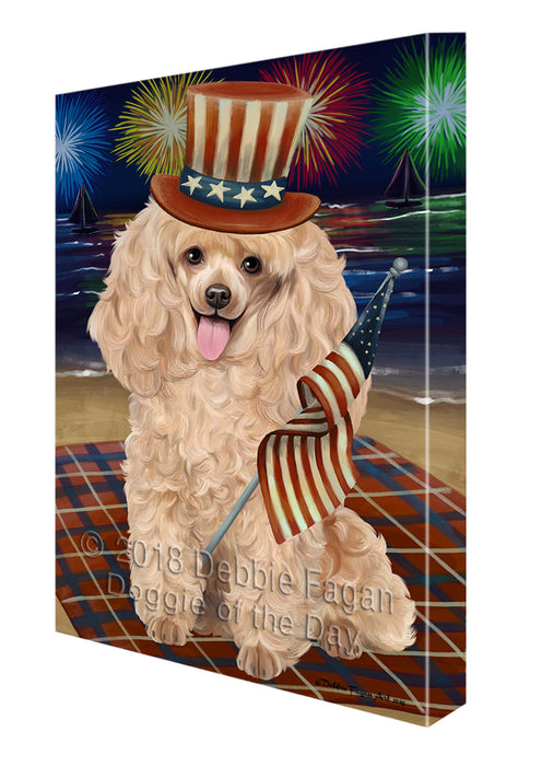 4th of July Independence Day Firework Poodle Dog Canvas Wall Art CVS56388