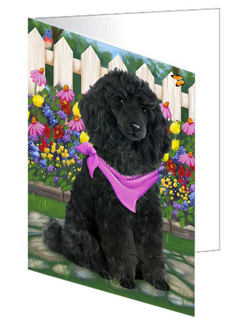 Spring Floral Poodle Dog Handmade Artwork Assorted Pets Greeting Cards and Note Cards with Envelopes for All Occasions and Holiday Seasons GCD54674