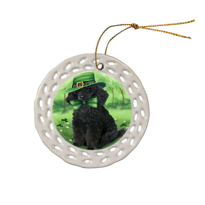 St. Patricks Day Irish Portrait Poodle Dog Ceramic Doily Ornament DPOR49358