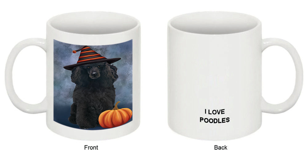 Happy Halloween Poodle Dog Wearing Witch Hat with Pumpkin Coffee Mug MUG50163