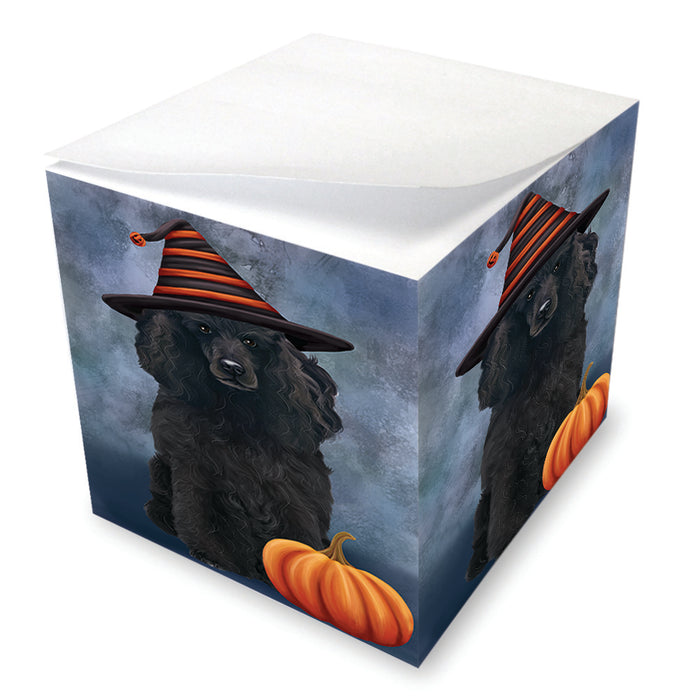 Happy Halloween Poodle Dog Wearing Witch Hat with Pumpkin Note Cube NOC56411