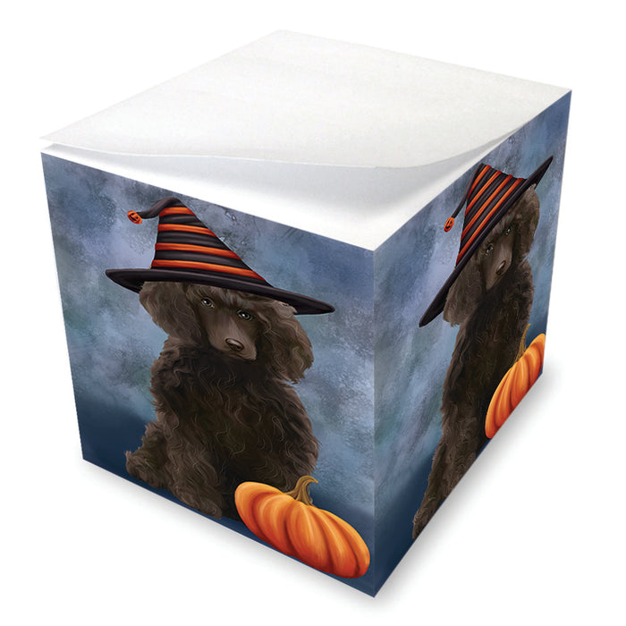 Happy Halloween Poodle Dog Wearing Witch Hat with Pumpkin Note Cube NOC56412