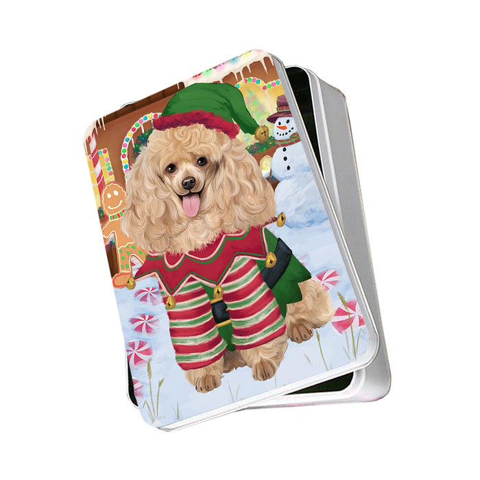 Christmas Gingerbread House Candyfest Poodle Dog Photo Storage Tin PITN56425