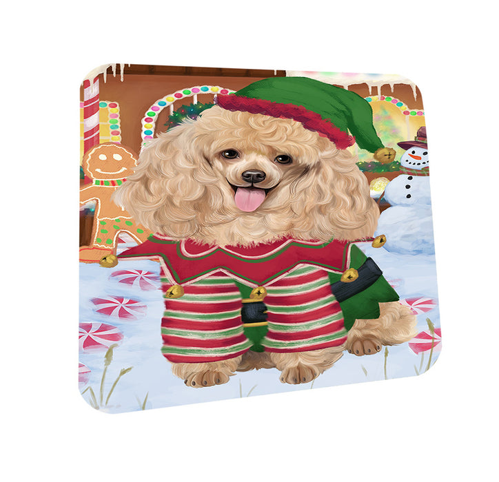 Christmas Gingerbread House Candyfest Poodle Dog Coasters Set of 4 CST56440